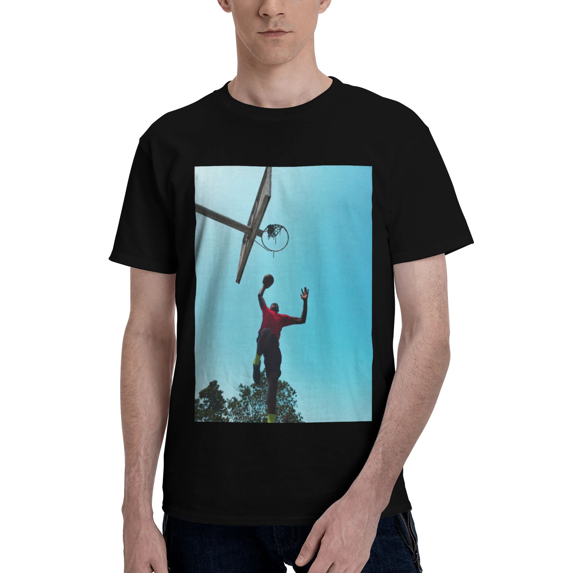 150g Men's Cotton Round Neck Short Sleeve T-shirt - front custom