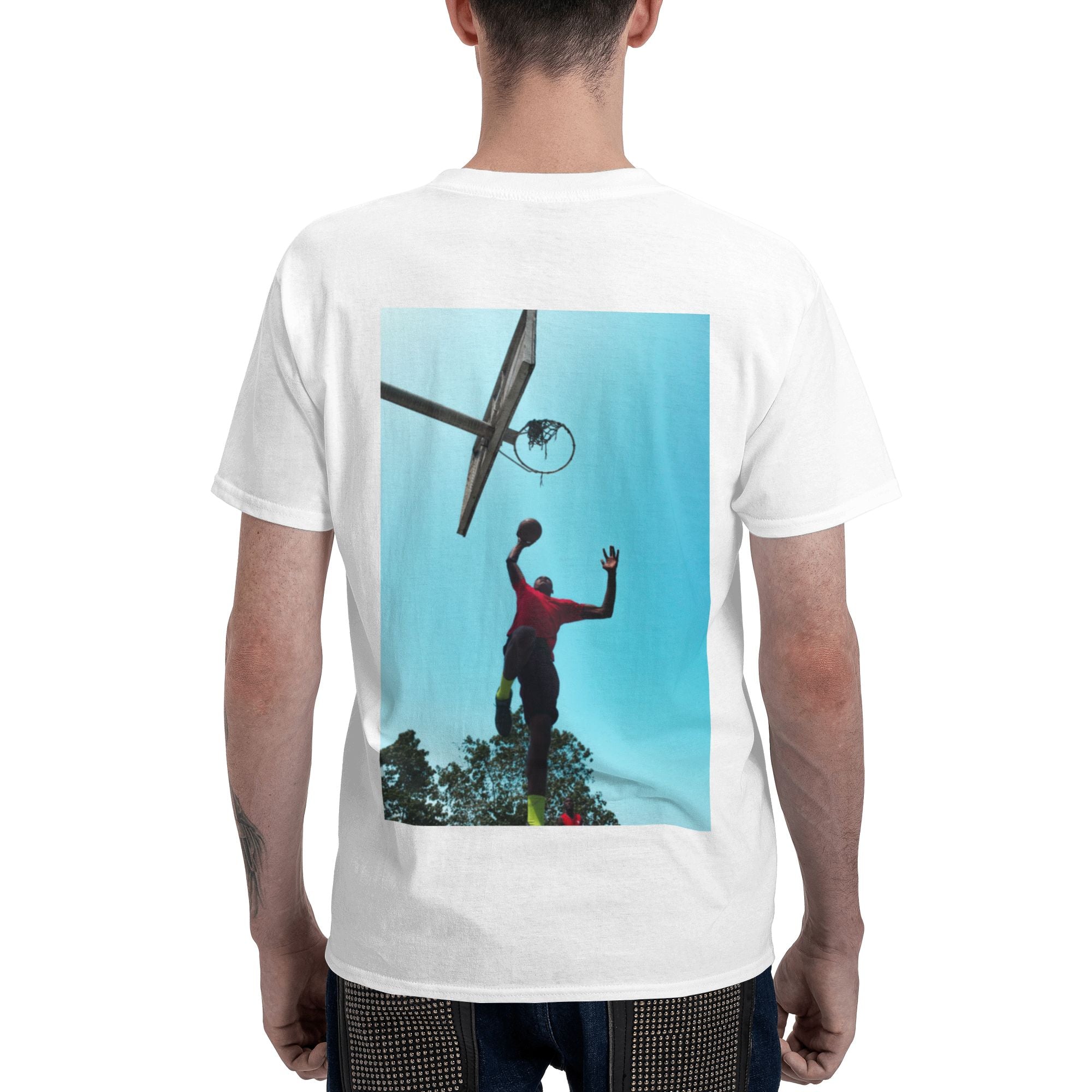 150g Men's Cotton Round Neck Short Sleeve T-Shirt - Back Custom