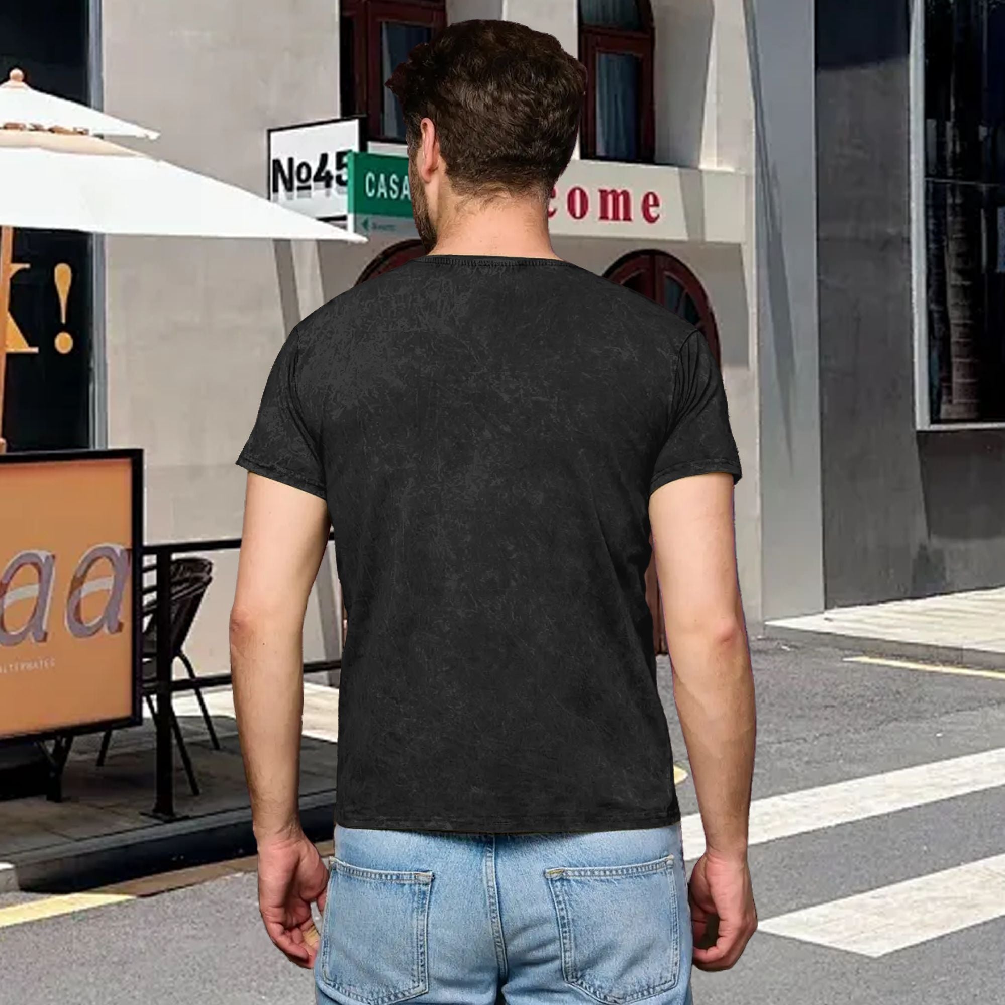 230g Vintage Cotton Washed Short Sleeve Slim Fit T-Shirt - Front Custom